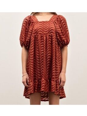 Anthropologie Moon River Velvet Puff-Sleeve Mini Dress